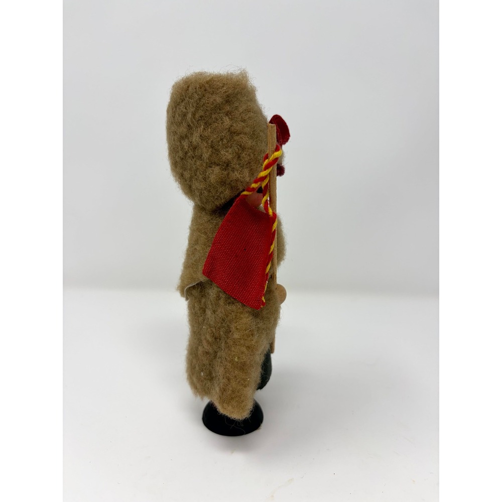 Vintage Alps Souvenir Doll Wooden Hand Painted Face Fuzzy Hooded Cloak 5.5" - Picture 4 of 5